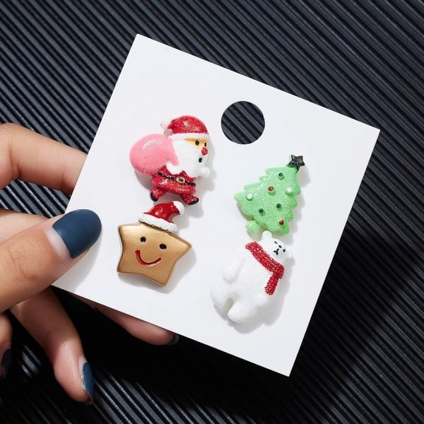 Glædelig jul brocher sæt til kvinder jule sokker jule træ elg emalje badge lille broche