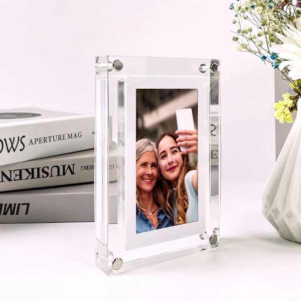 Akryl Digital Foto Frame 5 Inch 1000mAh Vertikal Display IPS Skärm