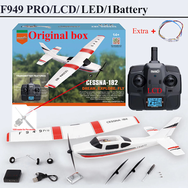 2.4G F949 LCD versio RC lentokone Cessna 182 3D6G 3Ch kiinteä siipi lentokone