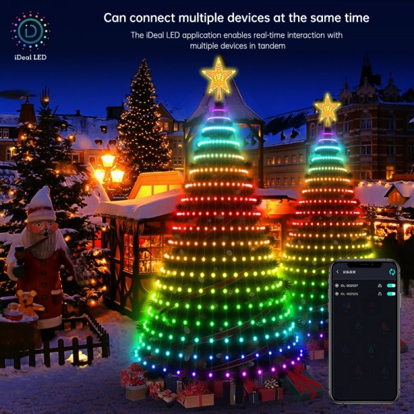 Smart Christmas Tree Toppers Lights App DIY Picture LED RGB String Light Bluetooth Control LED Star String