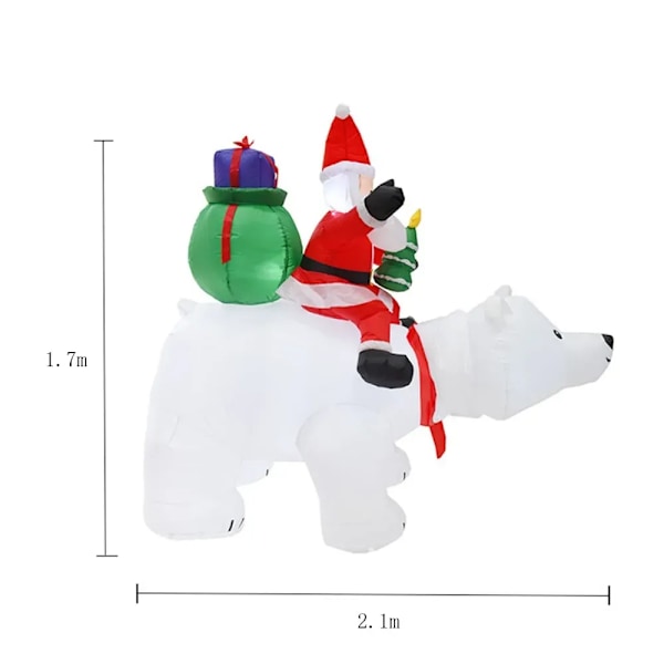 Uppblåsbar Jultomte Ridning A Shaking Polar Bear Jul Dekoration Utomhus med Roterande LED