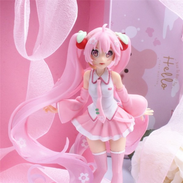 Anime Hatsune Miku Action Figur Miku Kawaii Samling Modell Rosa Sakura kawaiii docka
