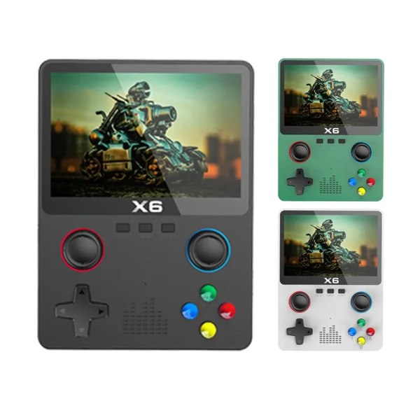 X6 3,5 tum IPS skärm handhållen spel spelare dubbel joystick 11 simulatorer GBA video spel konsol