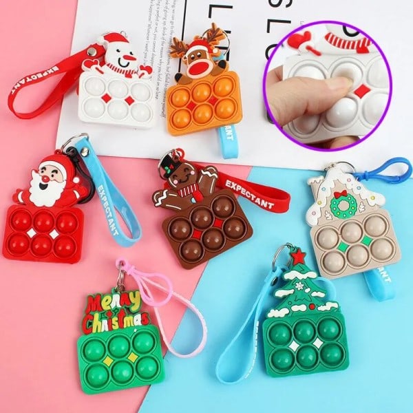2 bitar tomte älg nyckelring fidget leksak jul kalas favor present souvenir giveaway gäst jul jul gåvor