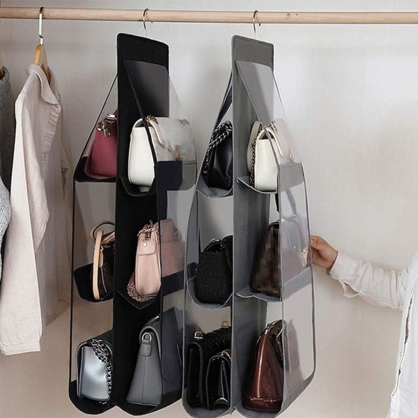 For garderobe skap gjennomsiktig oppbevaring veske hengende håndveske  organisator dør vegg klart solt sko veske med henger pose a7d3 | Fyndiq