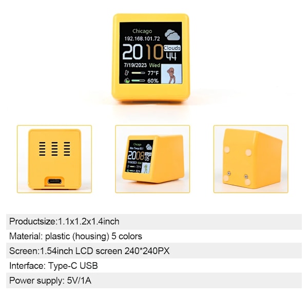 Mini Smart WiFi Väderstation Klocka för Spelrum