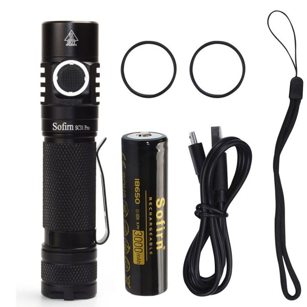 LED Lommelygte Kraftfuld Genopladelig 18650 Lommelygte USB C SST40 2000LM Anduril Udendørs Taktisk Lommelygte