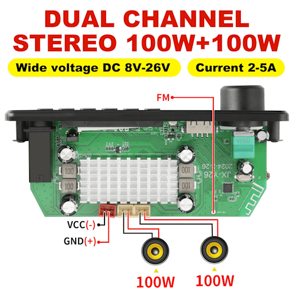 200W  Forstærker Bluetooth DIY MP3 WAV Decoder Board DC 12V 100W  Trådløs Bil USB MP3 afspiller