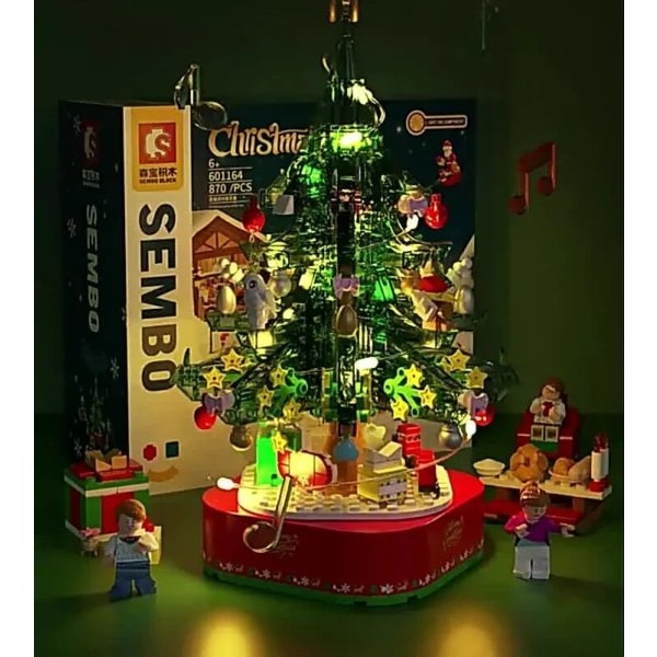 Bygning Klodser Klodser Gør-det-selv Jule Træ Musik Kasse Potte Buket Hjem Dekoration Desktop Ornament