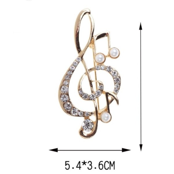 Kvinder Trendy Musical Note Perle Broche Højkvalitets Krystal Mode Tøj Tilbehør