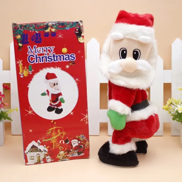 jul elektrisk tomte leksaker dynamisk höft skakande musik elektrisk docka leksaker