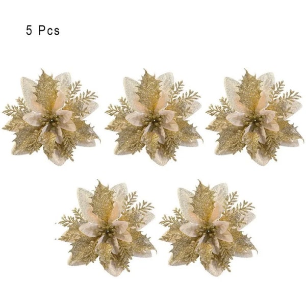 Jul blomster jule tre pynt hjem glitter kunstig falsk blomst jule pynt