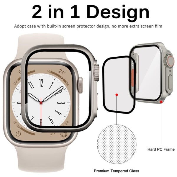 Apple Watch Case 45mm Glas Udseende Opgradering ultra iWatch Series 8 7