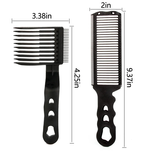 2 Pieces Kit Upgrade Barber Platt Top Hår Klipp kammar Män's Arc Design Böjd Positionering Hår klippare kammar Salon Frisör Verktyg