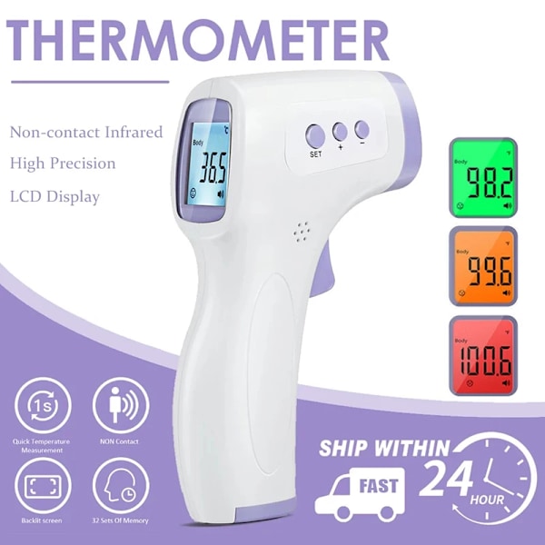 Hushåll Utomhus kontaktfri Panna Digital Display Termometer Infraröd Elektronisk Laser Earon Termometer