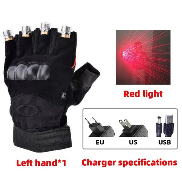 Laddningsbar driven Laser Lampa Scen Ljus Dans Scen DJ Party Shows LED Lysande Handskar