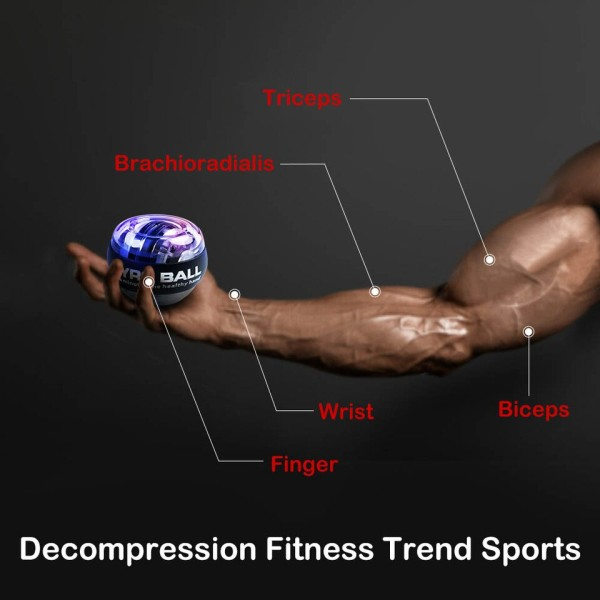 LED Gyroscopic Powerball Autostart Range Gyro Power Wrist Ball Arm Hand Muscle Force Trainer Fitness Utrustning