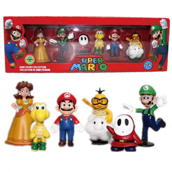 Super Mario Bros PVC Action Figur Leksaker Dockor Modell Set Luigi Yoshi Donkey Kong svamp