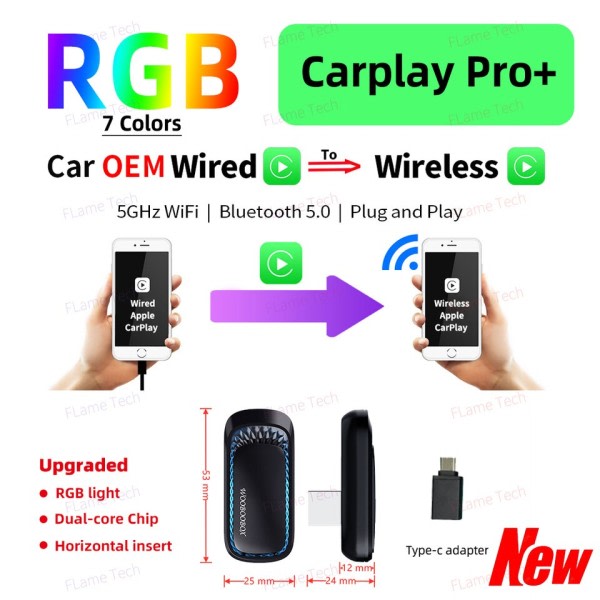 Mini Android Auto Carplay Trådløs Adapter AI Box Bil OEM Kablet Android Auto To Wireless USB Dongle