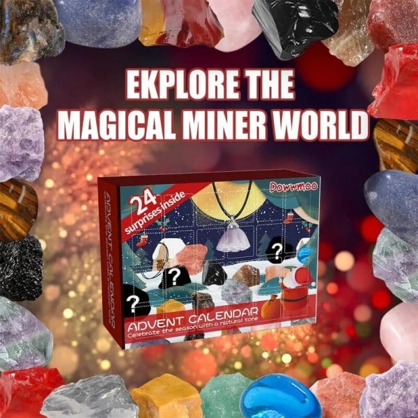 Advent kalender 24 stykker malm jul advent kalender natur mineral stein for læring samling
