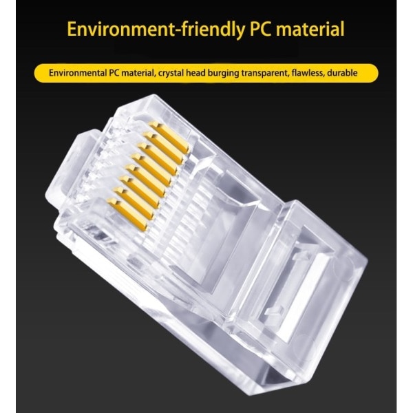 50 PC RJ45 liitin Cat6 liitin verkko suojaamaton RJ45 rei'itetty kristalli pää verkko kaapeli