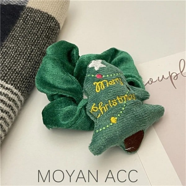 Jul Hår Scrunchies Tjejer Mjuk Samet Elastisk hästsvans hållare gummi band älg tomten berlocker hår slipsar