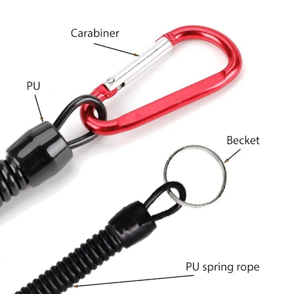 Fiske Lanyards 3 bitar 22cm Utdragbar Spirald Tether med Carabiner TPU Båtliv Fiske Rep Retention Rep Fiske Verktyg Tackle