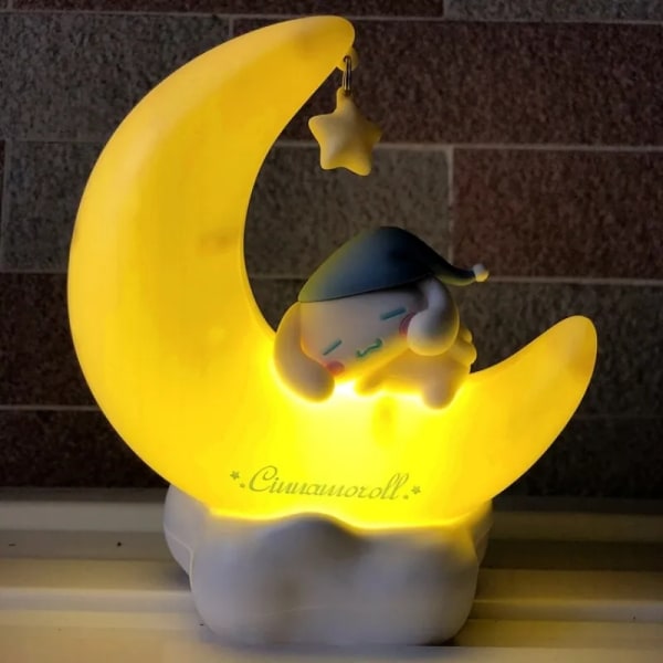 Kuromi  Cinnamonroll Moon LED Light Kawaii 3D Tegneserie Ornament Søtt Skjønnhet Soverom Natt Lys