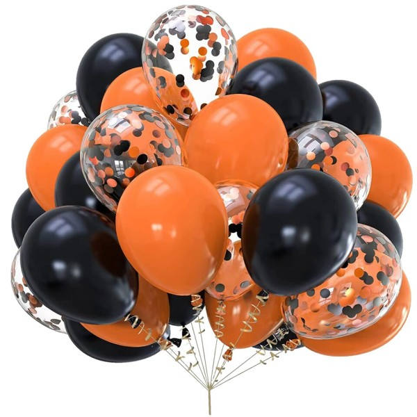 Kjempe gresskar spøkelse edderkopp flaggermus hodeskalle øyeeplet svart oransje halloween ballonger