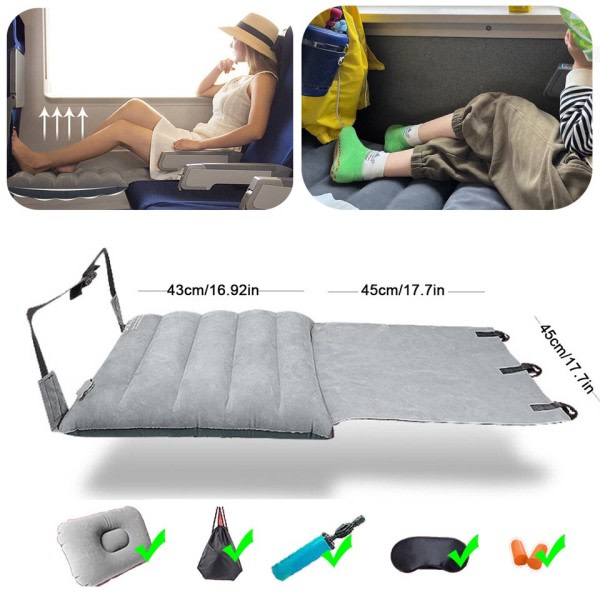 Justerbar fodstøtte hængekøje bil tog fly rejse oppustelig seng