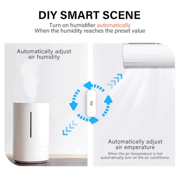 3 bitar WiFi Smart Temperatur Fuktighet Sensor Hem Ansluten Termometer Kompatibel Med Smart Life Alexa Google Assistent