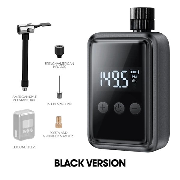 Oppladbar Kompressor Dekk Inflator For Sykkel Digital Måler Display