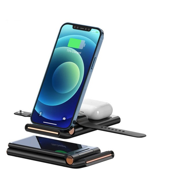 Trådlös laddare 3 in 1 För iPhone 13 12 11 Pro MAX XR X 8 hopfällbar laddning dockningsstation