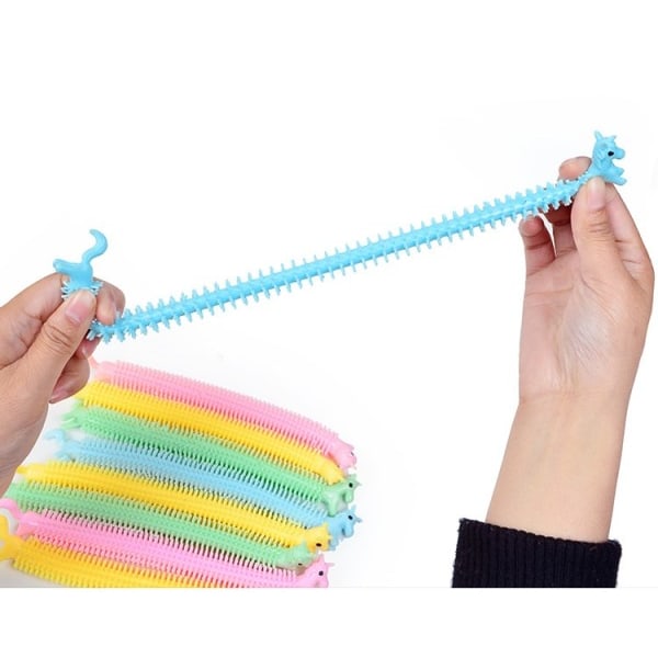 30 bitar Funny Unicorn Pull Maskar Nudlar Fidget Toys Stretch String TPR Rep Anti Stress Leksaker