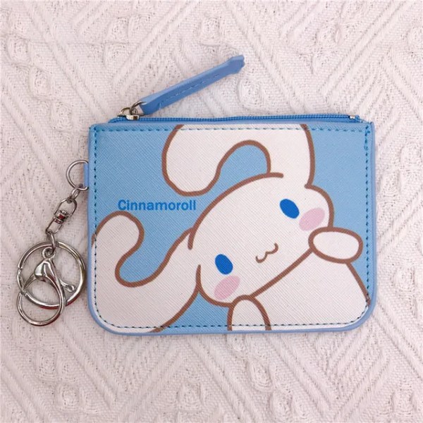 Tecknad väska Pachacco Cinnamoroll Purin Kuromi PU Läder Kort Min melodi hållare Söt Sanrio nyckelring