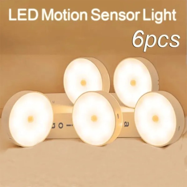 PIR Motion Sensor LED Natt Lys USB Oppladbar Natt Lampe