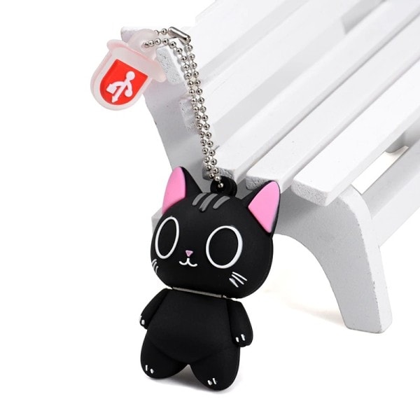 Söt flashenhet  minne 128GB svart Cartoon Hei kitty  gadget