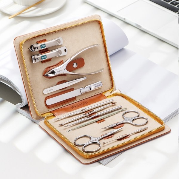 Manicure Set 12 I 1 Fuld Function Kit Professionelt Rustfrit Stål Pedicure Sæt Med Læder Bærbart Etuiet