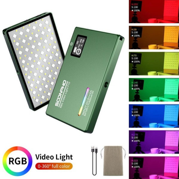 RGB LED Kamera Ljus Full Färg Utgång Video Ljus Kit Dimbar 2500K-8500K Bi-Color Panel Ljus