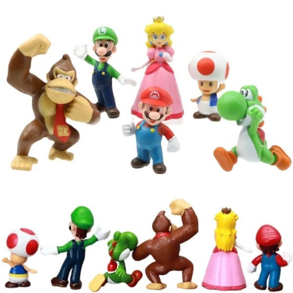 Super Mario Bros PVC Action Figur Leksaker Dockor Modell Set