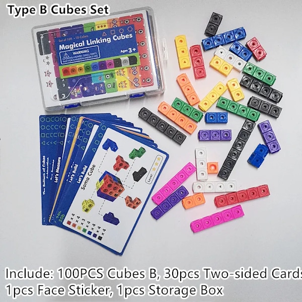 Linking Math Cubes Sæt 100 Tælle antal blokke STEM Tælle legetøj