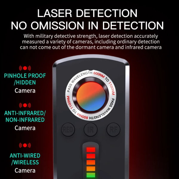 Dold Kamera Detektor Anti Spy Gadget Professionell Hunter Signal Infraröd GPS Avlyssning Sök Enheter