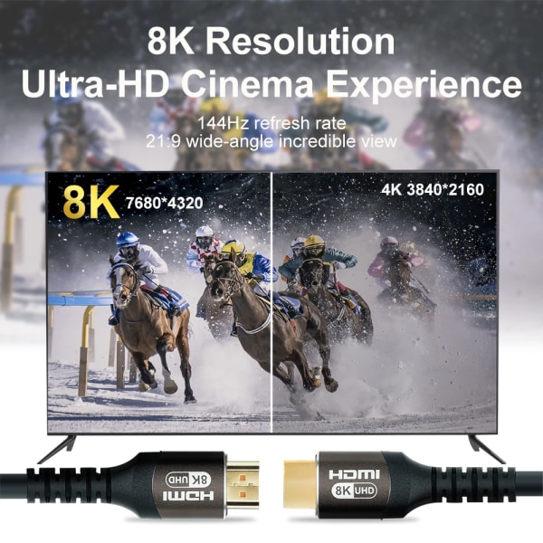 8K HDMI 2.1 Kabel 48Gpbs HDMI Splitter 8K/60HZ 4K/120HZ til Xiaomi Laptop TV boks