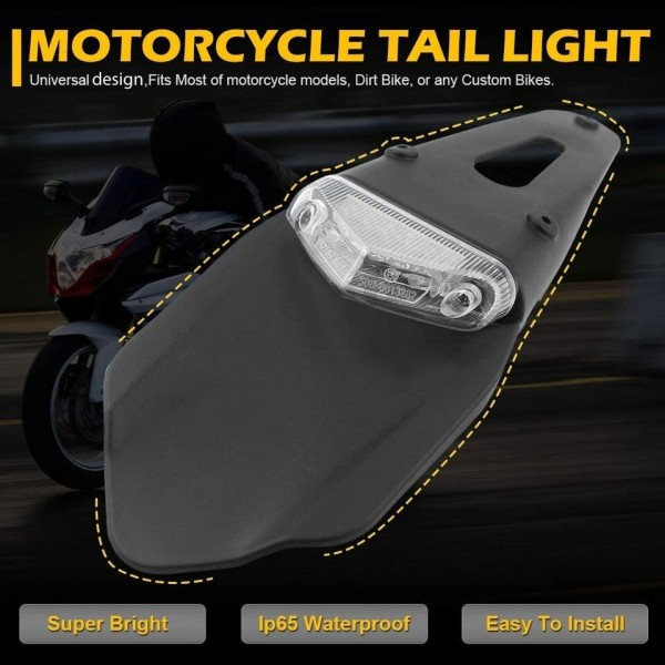 Motorsykkel bak skjerm bak lys smuss sykkel 12V LED