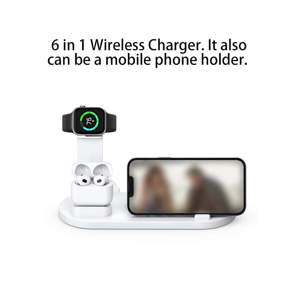 Bästa kvalitet 5 I 1 Trådlös Laddare Stativ Pad För iPhone 15 14 13 12 11 X Apple Watch Airpods Desk Phone Laddare Dock  Station