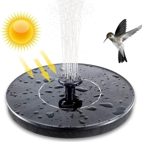 Flytande sol fontän vattenfall fontän pool damm fågel bad solpanel driven fontän vatten pump