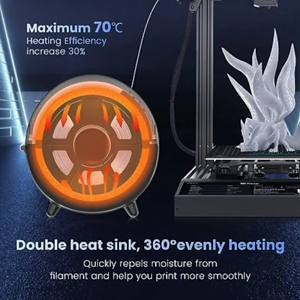 Professionel 3D Priting Tilbehør Filament Tørretumbler Boks 360° Omgivelser Opvarmning & Max Temperatur Op til 70°C