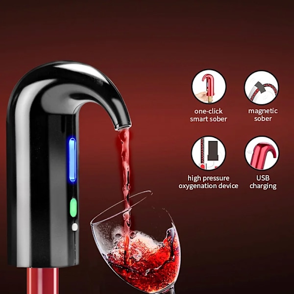 Elektrisk Vin Aerator One Touch Quick Aerating Awakening Wine Decanter Dispenser Pump Automatic USB Opladbar Vin Pourer