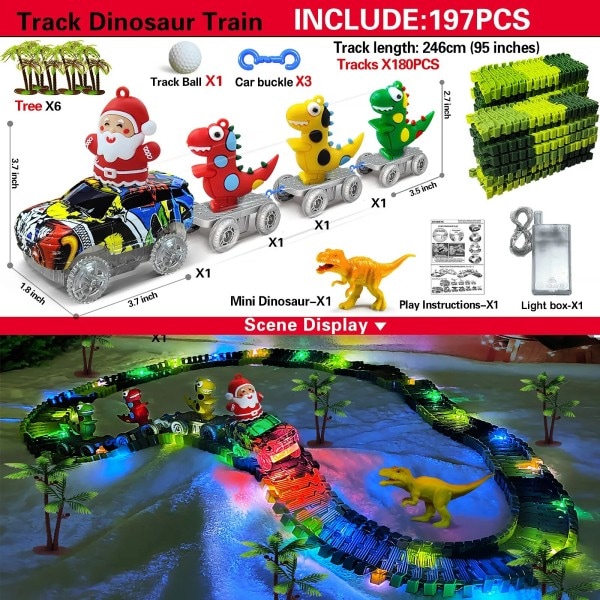 Jul Dinosaur Legetøj Create A Dinosaur World Road Race-Flexible Track Santa Claus Bil