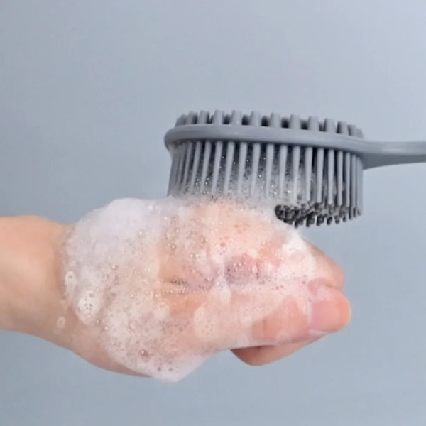 Dobbeltsidet Silicone Ryg Scrubber Langt håndtag langt håndtag krop badekar børste